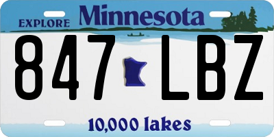 MN license plate 847LBZ