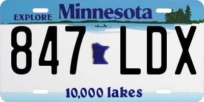 MN license plate 847LDX