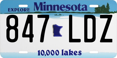 MN license plate 847LDZ