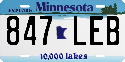 MN license plate 847LEB