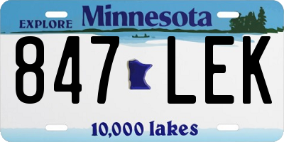 MN license plate 847LEK