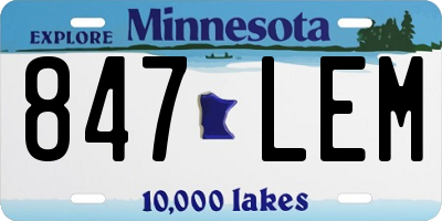 MN license plate 847LEM
