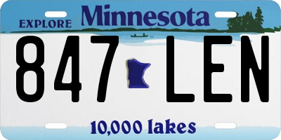 MN license plate 847LEN