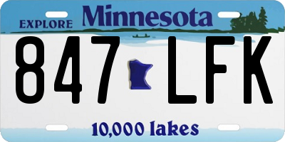 MN license plate 847LFK