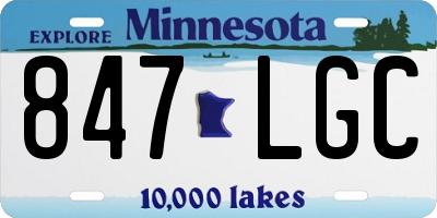 MN license plate 847LGC