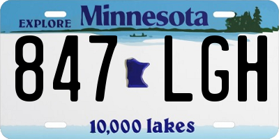 MN license plate 847LGH