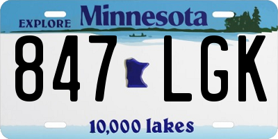 MN license plate 847LGK