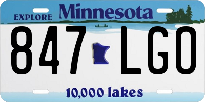 MN license plate 847LGO