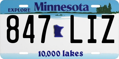 MN license plate 847LIZ