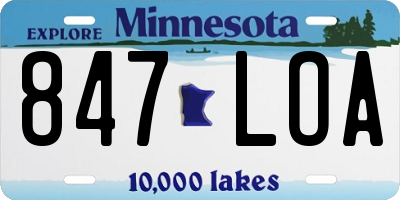 MN license plate 847LOA