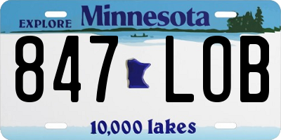 MN license plate 847LOB