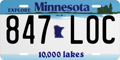 MN license plate 847LOC