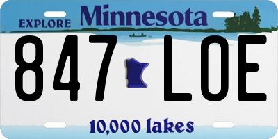 MN license plate 847LOE