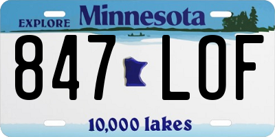 MN license plate 847LOF