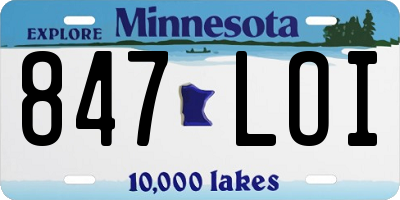 MN license plate 847LOI