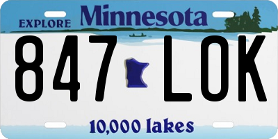 MN license plate 847LOK