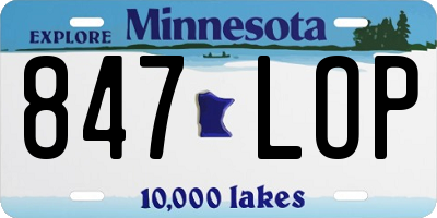 MN license plate 847LOP