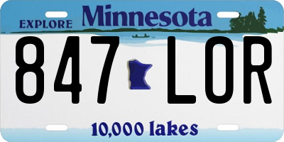 MN license plate 847LOR