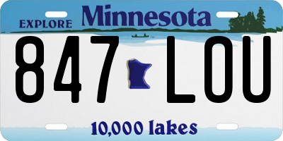 MN license plate 847LOU