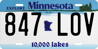 MN license plate 847LOV