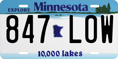 MN license plate 847LOW
