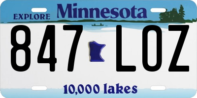 MN license plate 847LOZ