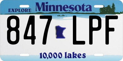 MN license plate 847LPF