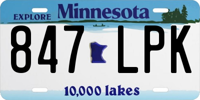 MN license plate 847LPK