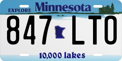 MN license plate 847LTO