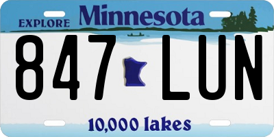 MN license plate 847LUN