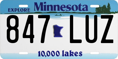MN license plate 847LUZ