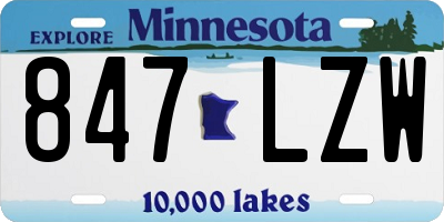 MN license plate 847LZW