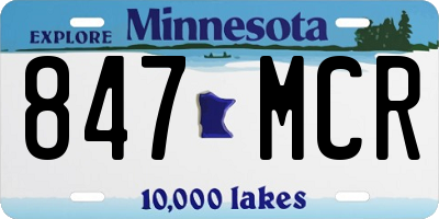 MN license plate 847MCR