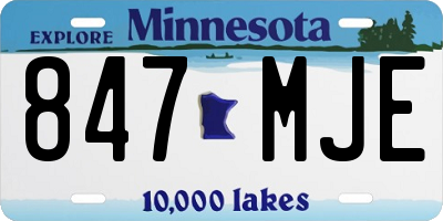 MN license plate 847MJE