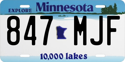 MN license plate 847MJF