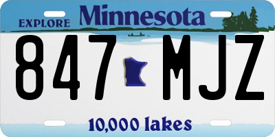 MN license plate 847MJZ