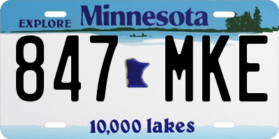 MN license plate 847MKE