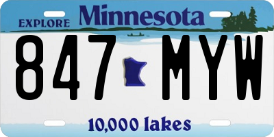 MN license plate 847MYW