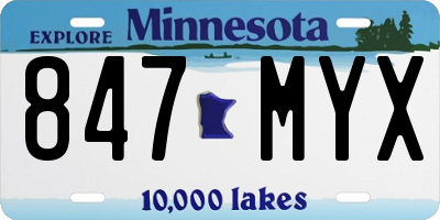 MN license plate 847MYX