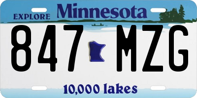 MN license plate 847MZG
