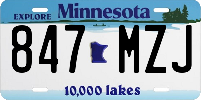 MN license plate 847MZJ