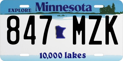 MN license plate 847MZK