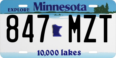 MN license plate 847MZT