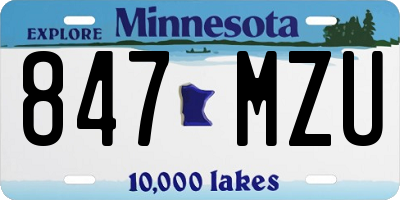 MN license plate 847MZU