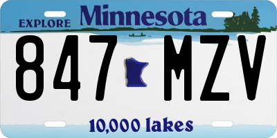 MN license plate 847MZV