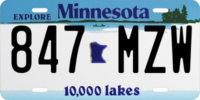 MN license plate 847MZW