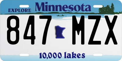 MN license plate 847MZX