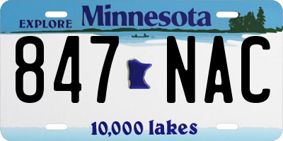 MN license plate 847NAC