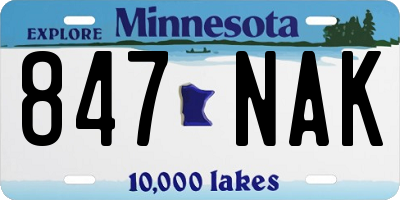 MN license plate 847NAK