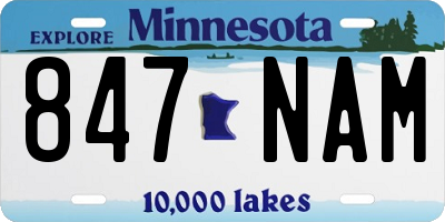 MN license plate 847NAM